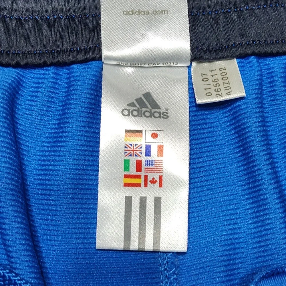 Adidas Mens Blue Mesh‎ Athletic Basketball Shorts Black Stripes Size L 265611